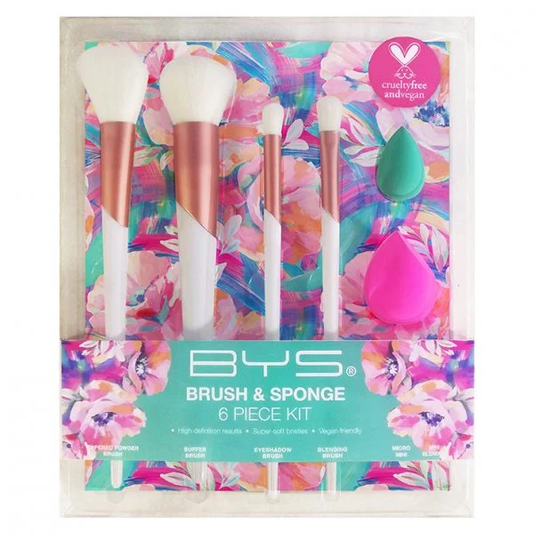 KEEPSAKE MAKEUP BRUSH & SPONGE KIT 6PC IN FLOURISH